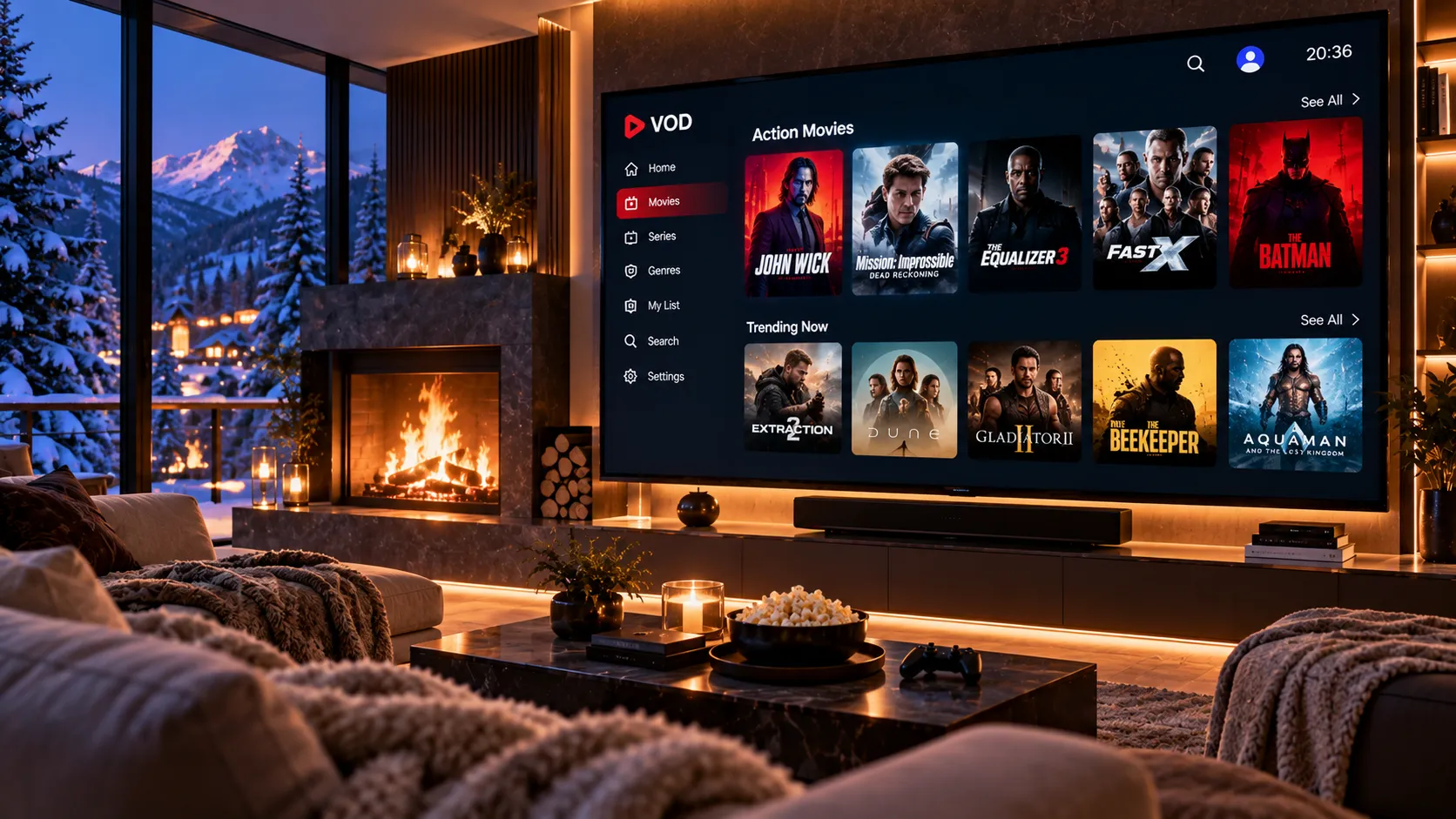 Amazon Fire TV Stick 4K Max with IPTV app settings screen open showing hardware decoder configuration